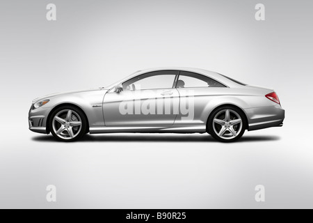 2009 Mercedes-Benz CL-Class CL63 AMG in Silver - Drivers Side Profile Stock Photo