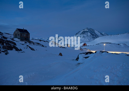 Kulusuk in Greenland at night Stock Photo