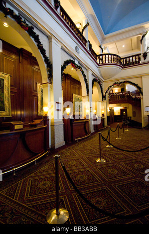 Canada, Alberta, Lake Louise. Farimont Chateau Lake Louise during the holidays. Stock Photo