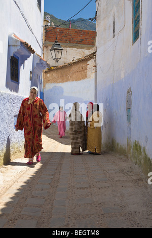 Local women in the Medina of Chefchaouen Morocco Stock Photo