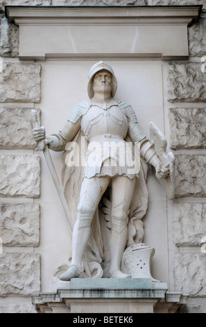 Vienna, Austria. Heldenplatz. Stone statue on the facade of the Neue Burg: Knight in Armour (by Stefan Schwartz) Stock Photo