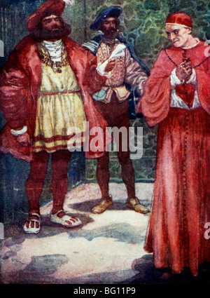 Illustration Of King Henry VIII Sending Cardinal Wolsey Away From Court Illustration By A.S Forrest in Book Our Island Story Stock Photo