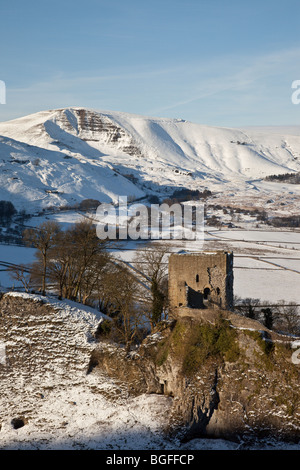 Peveril Castle & Mam Tor,Castleton Stock Photo