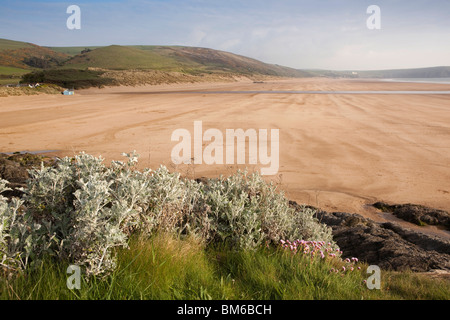 UK, England, Devon, Woolacombe Sands Beach looking towards Putsborough Stock Photo