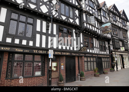 Facade of the Old Bull Ring Tavern the building dates from the 14th century Ludlow Shropshire UK Stock Photo