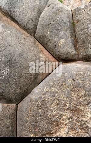 Dry Stone Wall at Sacsayhuaman, Cusco, Peru, South America. Stock Photo