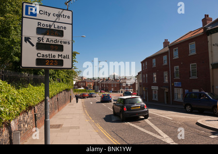 A sign stating how many parking spaces left at car parks in Norwich , Norfolk , England , Great Britain , Uk Stock Photo