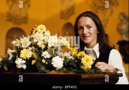 Viscountess Penelope Cobham formerly Penelope Ann Cooper with flower arrangement at Hagley Hall in 1980 Stock Photo