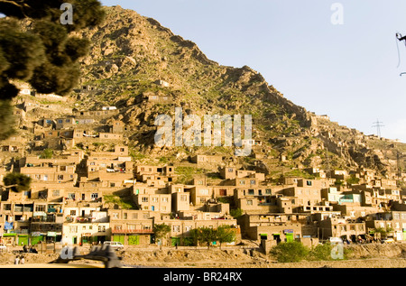 View of one of many hillside neighborhoods in Kabul. Stock Photo