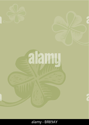 Four leaf clover on green background Stock Photo