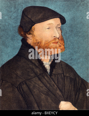 Self Portrait by Hans Holbein the Younger when he was about 40 years of age; Colour Illustration; Stock Photo