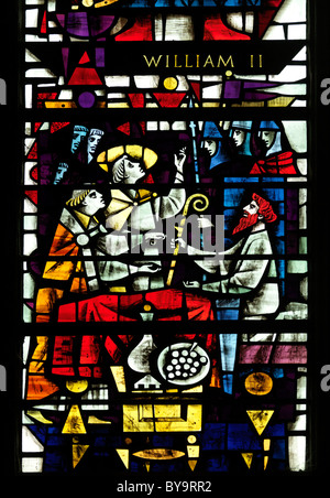 Canterbury Kent England Canterbury Cathedral Modern Stained Glass Window Depicting King William II Stock Photo