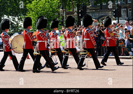 LONDON, UK - MAY 24, 2010:   Band of the Grenadier Guards outside Buckingham Palace for changing the guard Stock Photo