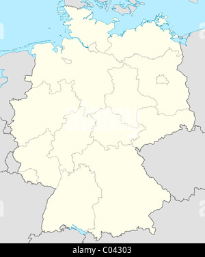 Illustrated map of the country of Germany in Europe. Stock Photo