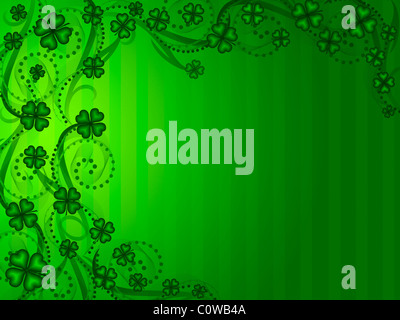 Lucky Shamrock Four Leaf Clover Green Background Illustration Stock Photo