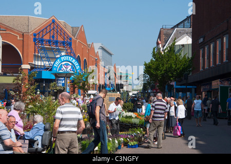 Stoke-on-Trent City centre with the Potteries shopping centre in the background. Staffordshire, UK Stock Photo