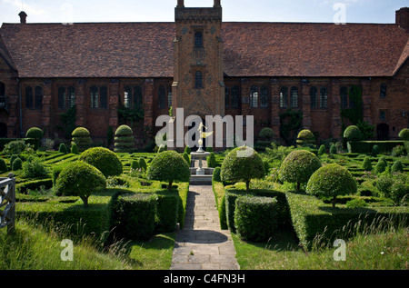 The Knot Garden in front of the Tudor Old Palace of Hatfield. Stock Photo