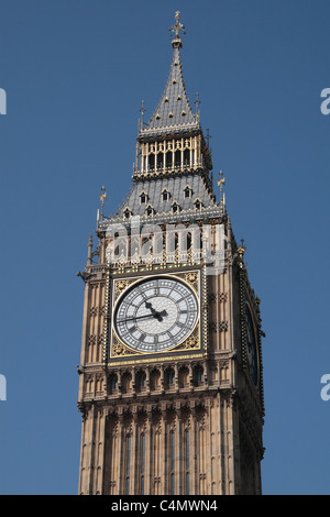 Close up of the clock face on  Elizabeth Tower (St Stephen's Tower or Big Ben) in London, England. Stock Photo