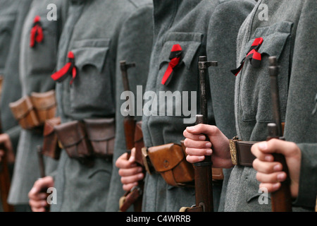 October 16, 2010. Ukrainian nationalists staging a march in downtown Lviv, Ukraine Stock Photo