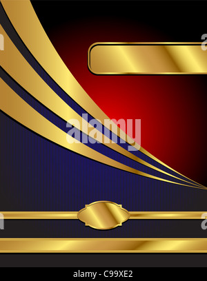 A letter sized, blue, red and gold, commercial style background with space for your text. Stock Photo