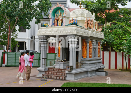 Worshipers at Sri Senpaga Vinayagar Temple, Singapore. Stock Photo