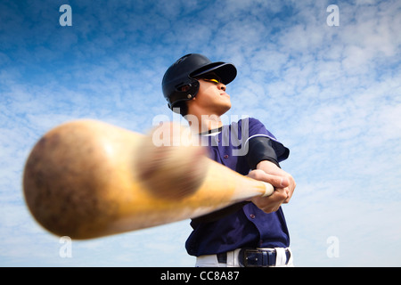 baseball player hitting Stock Photo