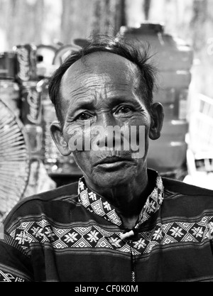 Elderly man in Da Nang, Vietnam (colour version available at CF0K1B) Stock Photo