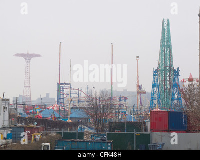 Coney Island rides Stock Photo