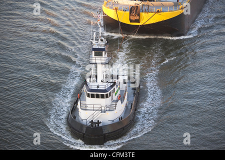 USA, New York state, New York city, high angle view on tugboat Stock Photo