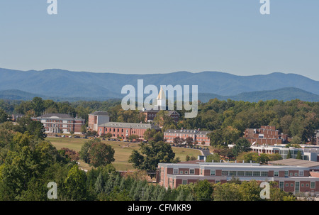 North Georgia College and State University campus from Crown Mountain in Dahlonega Georgia with Blue Ridge Mountains in the back Stock Photo