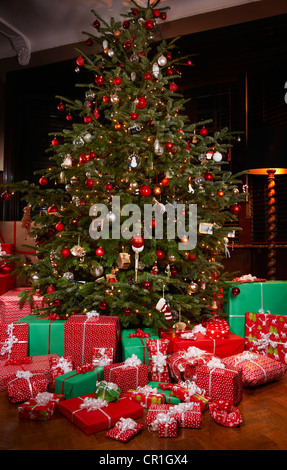 Christmas gifts under tree Stock Photo