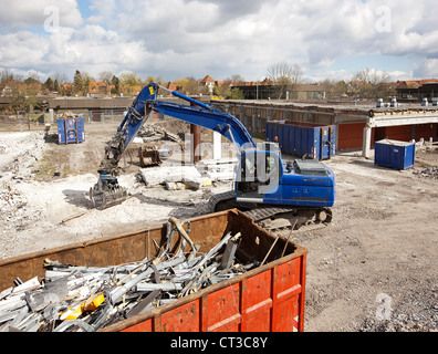 Digger at work at construction site Stock Photo