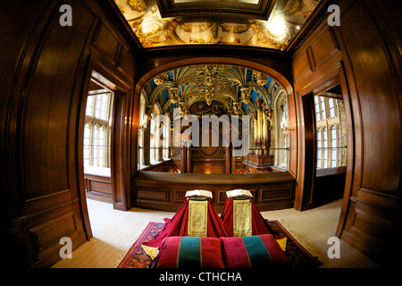 Royal Pew from the 1520's built by Cardinal Wolsey, Chapel Royal, Hampton Court Palace, London, Surrey, England, UK Stock Photo