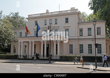 The Embassy of Spain, on Belgrave Square, Belgravia, London, UK. Stock Photo