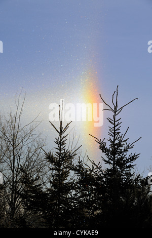 Sundog' Winter refractions through airborne frost crystals, Greater Sudbury, Ontario, Canada Stock Photo