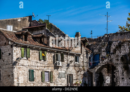 Old Apartment house in Split city, Croatia Stock Photo