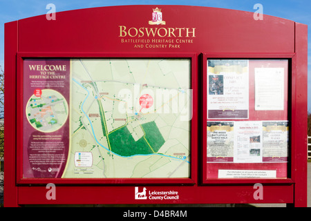 Map of the battlefield at Bosworth Field, Leicestershire, East Midlands, UK Stock Photo