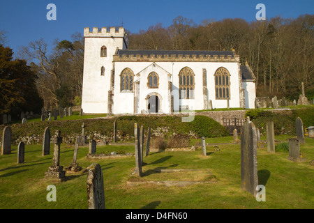 All Saints church Selworthy Somerset, England whitewashed 15th-century Church Stock Photo