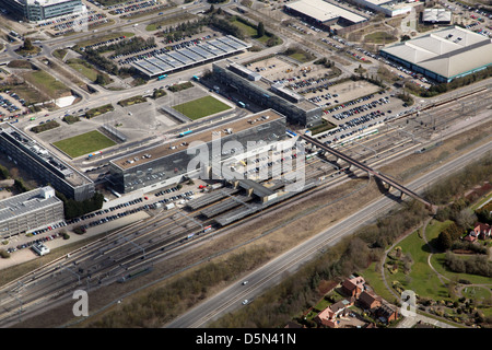 aerial view of Milton Keynes Railway Station in Buckinghamshire Stock Photo