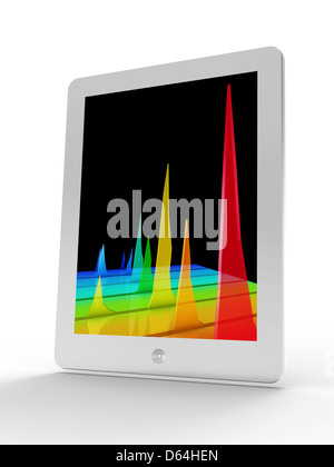 Tablet computer showing a chromatogram Stock Photo