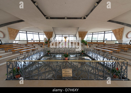 View of St Peter's House in Capernaum through the glass floor of the church Stock Photo