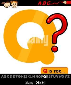 Cartoon Illustration of Capital Letter Q from Alphabet with Question Mark for Children Education Stock Photo