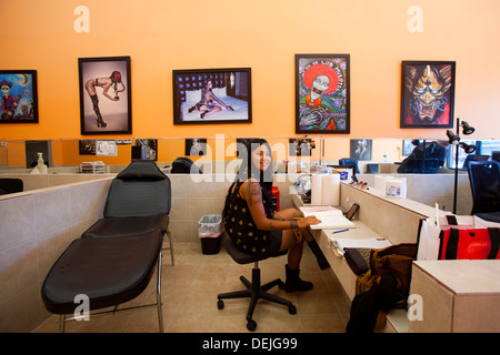 Lucky-7 Tattoo Shop, Hollywood Blvd., Hollywood, Los Angeles, California, United States of America  Stock Photo