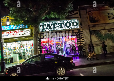 A Tattoo parlor on Hollywood Blvd in Hollywood California Stock Photo