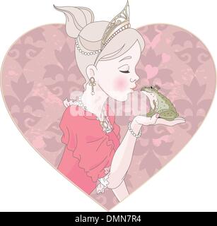 Princess Kissing Frog Stock Vector