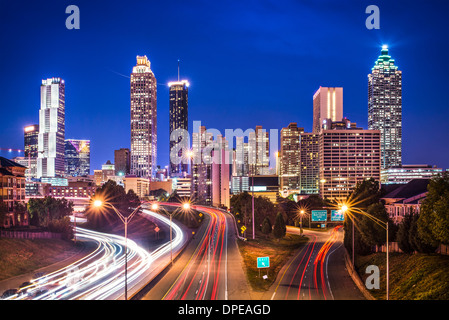 Atlanta, Georgia, USA skyline over Freedom Parkway. Stock Photo