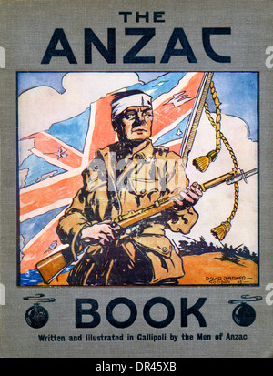 The Anzac Book, cover of the publication produced by the troops in the trenches of Gallipoli for Christmas 1915 Stock Photo