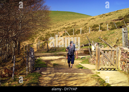 Crossing the border into Spain on the Camino De Santiago De Compostela Stock Photo