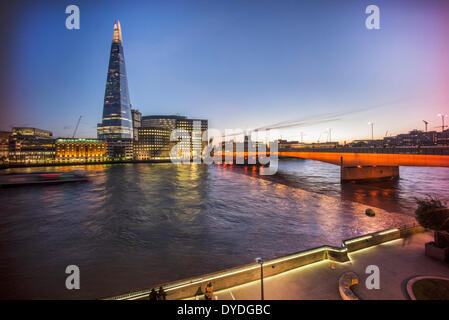 The Shard with Southwark Cathedral and London Bridge. Stock Photo