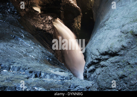 Underground waterfall of Trummelbach in the Lauterbrunnen Valley, Berne Canton, Switzerland. Stock Photo